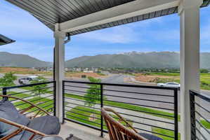 Balcony with a mountain view