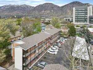 Aerial view of a mountainous background