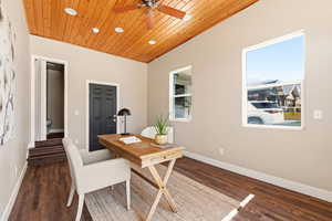 Hardwood lined ceiling