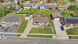 Aerial perspective of suburban area