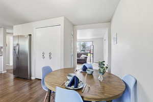 Dining space featuring wood finished floors