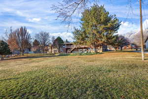 View of yard featuring stairs