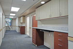 Kitchen featuring a drop ceiling and light countertops