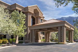 View of building exterior with a mountain view