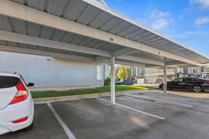 View of covered parking lot