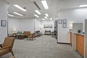 Reception area with a drop ceiling