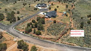 Overview of rural landscape with property parcel outlined (boundaries are approximate)