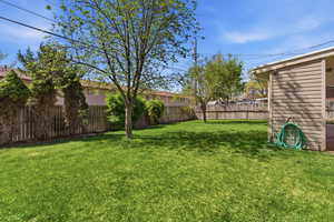 View of fenced backyard
