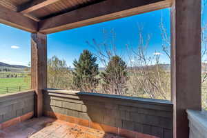 Balcony with a mountain view