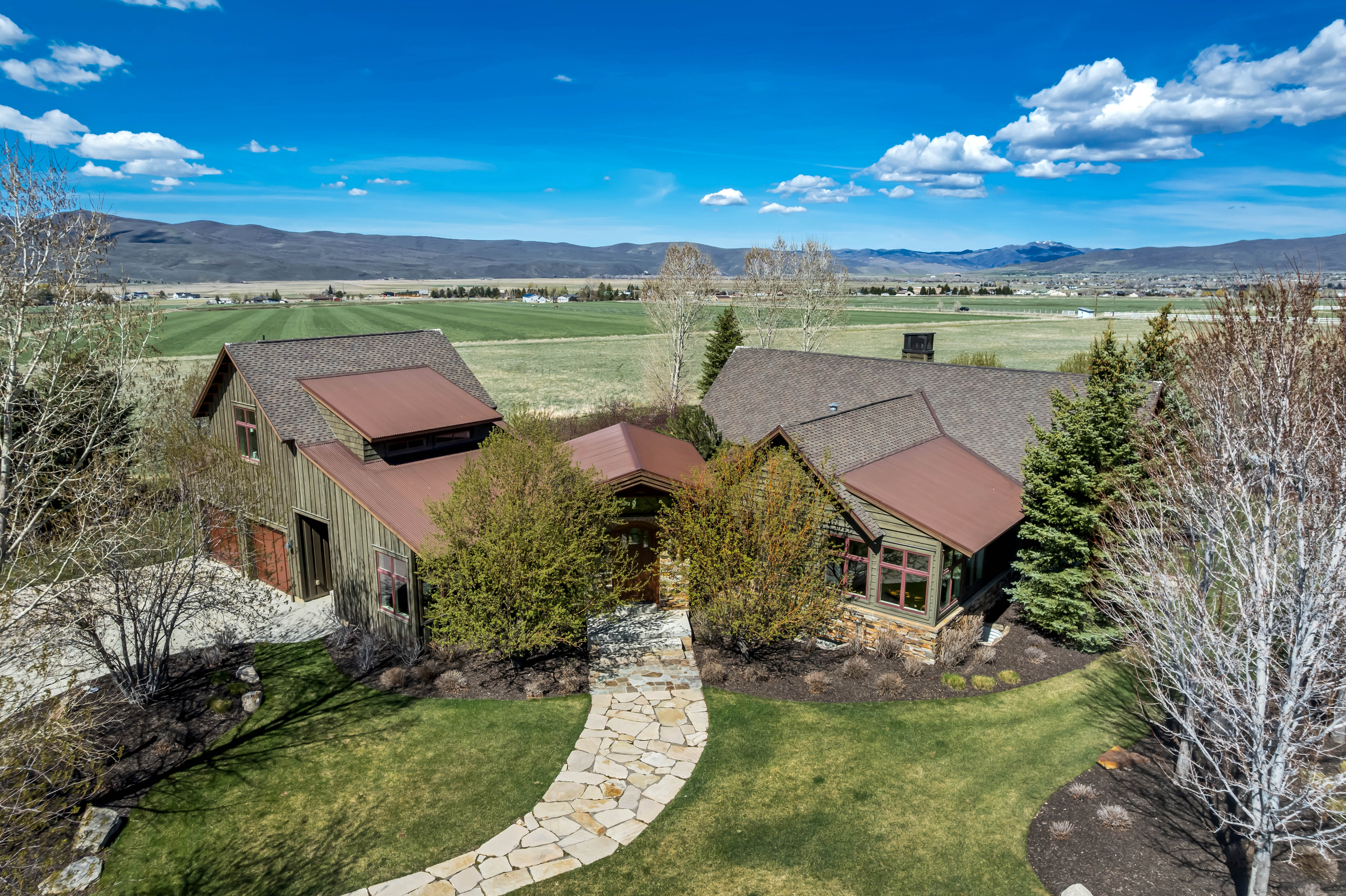Bird's eye view of a mountain backdrop