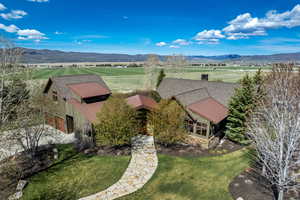 Bird's eye view of a mountain backdrop