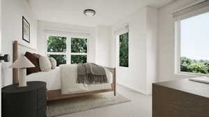 Photos coming soon! - Rending shown. Bedroom featuring light carpet and multiple windows