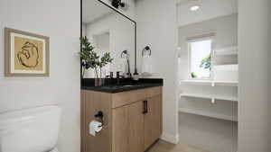 Photos coming soon! - Rending shown. Bathroom featuring vanity and recessed lighting