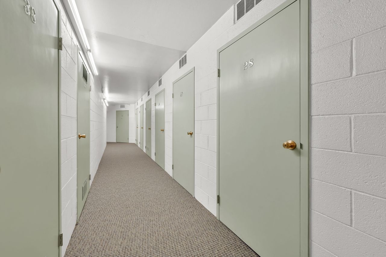 Corridor with storage closets