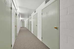 Corridor with storage closets