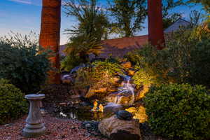 Exterior view of a garden pond