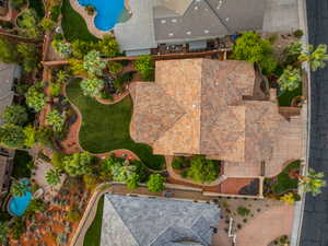 Drone / aerial view of a pool area