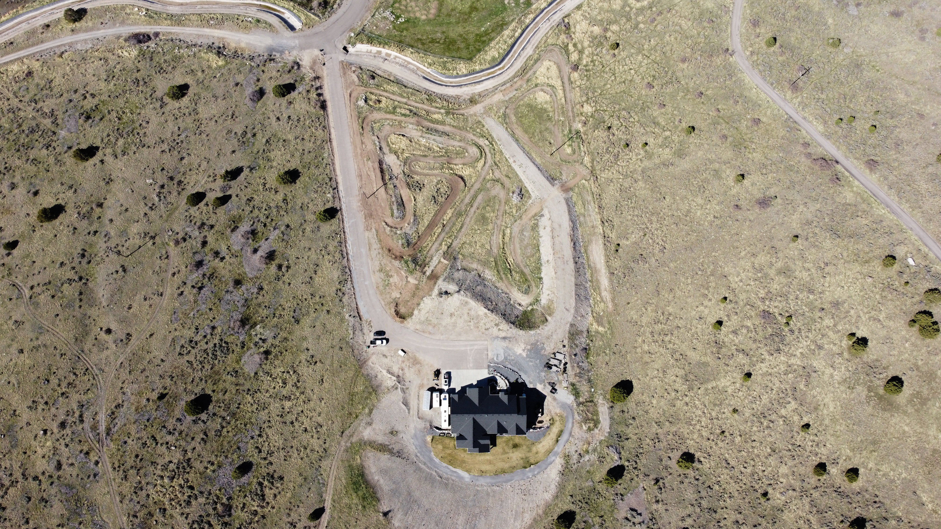 Aerial map of property and surrounding area including dirt bike track