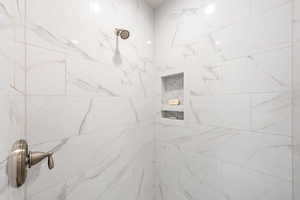 Bathroom view of tiled shower