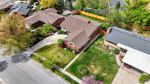 Aerial perspective of suburban area