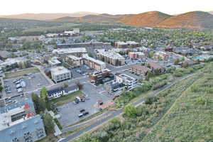 Aerial view at dusk of a mountain view