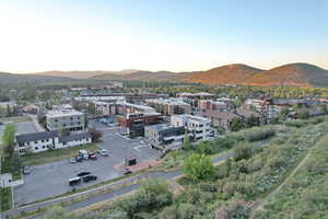 Aerial view of a mountain backdrop