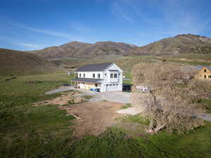 View from above of property with mountains