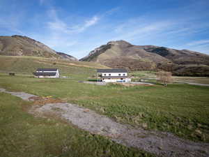 View of mountain background with rural landscape
