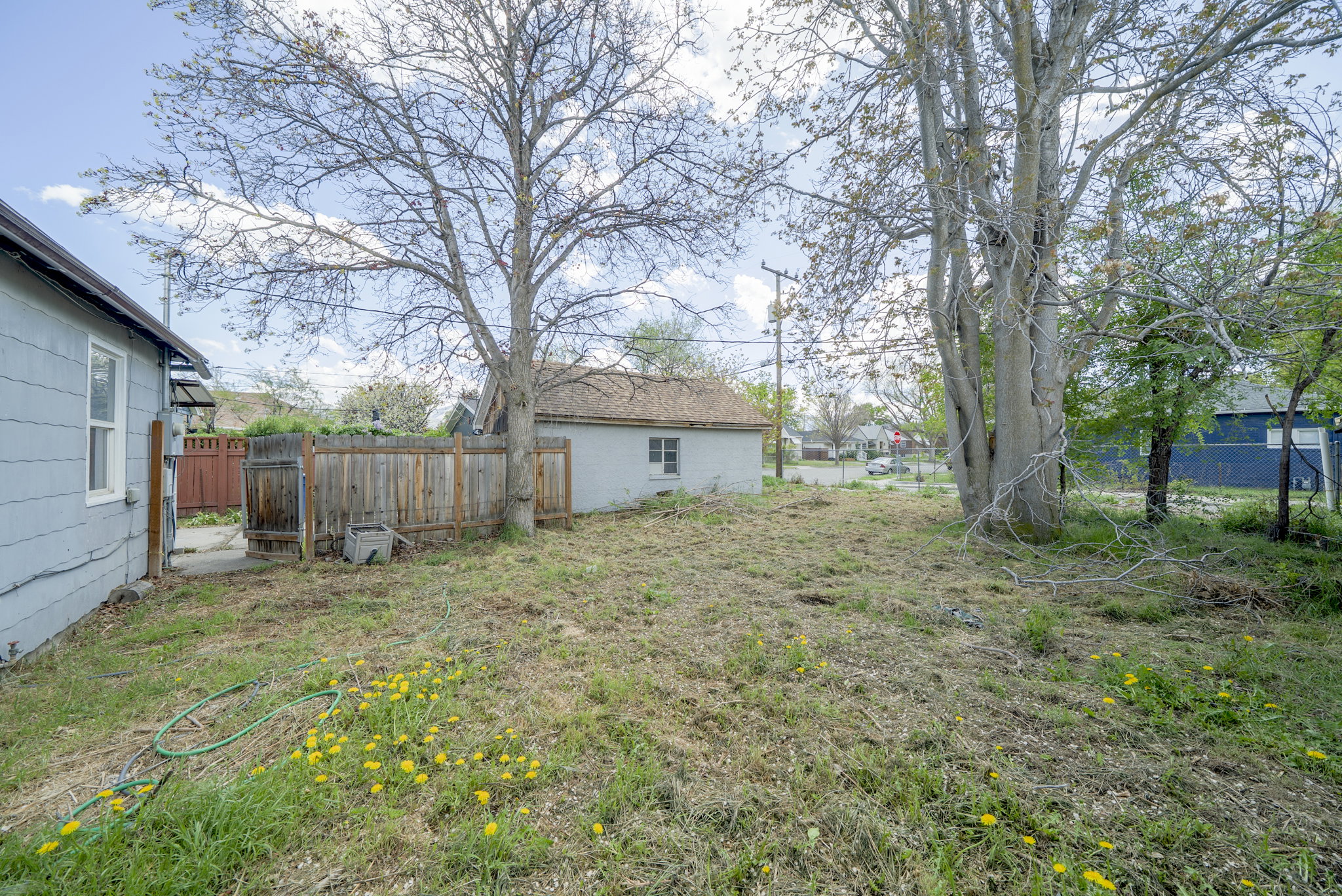 View of fenced backyard