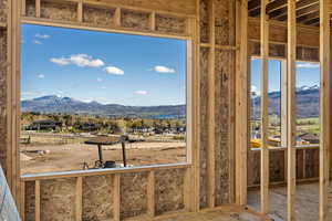 Misc room with a mountain view and a residential view