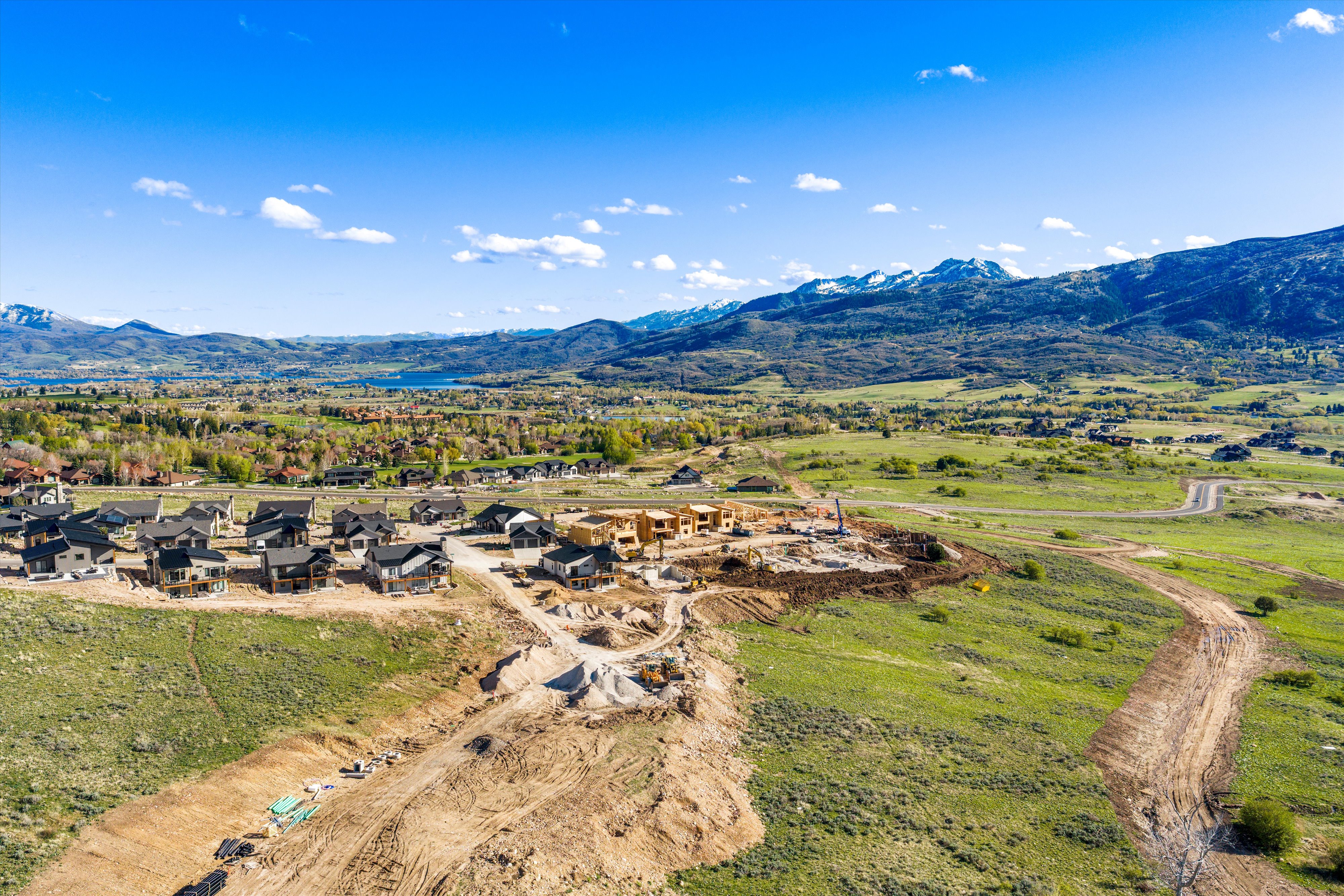 Aerial view of a mountainous background