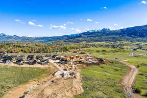 Aerial view of a mountainous background