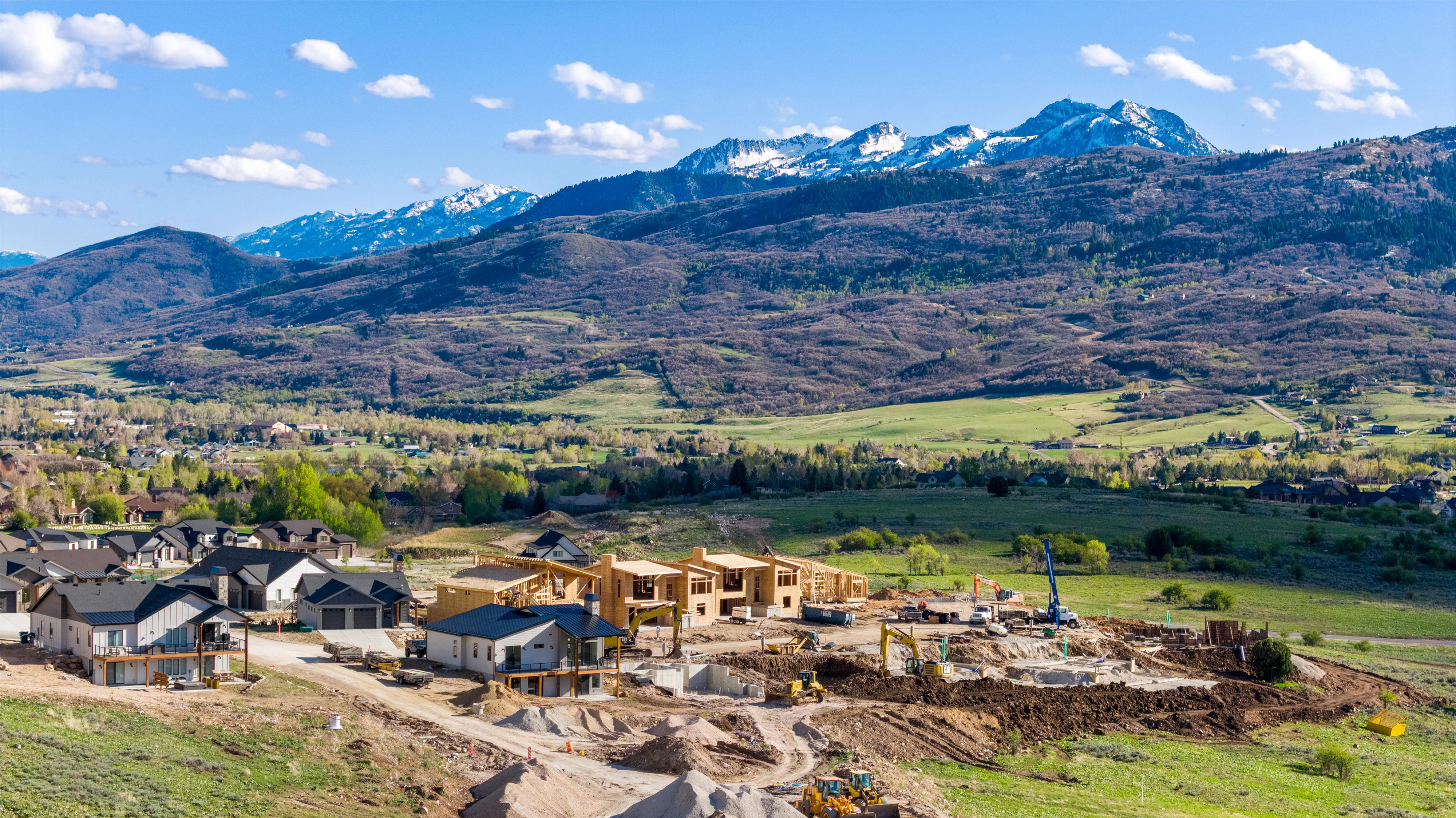 View of mountain background with nearby suburban area
