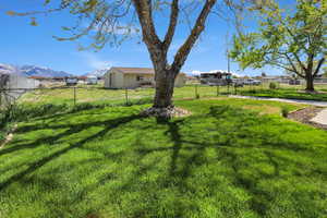 View of yard with a mountain view