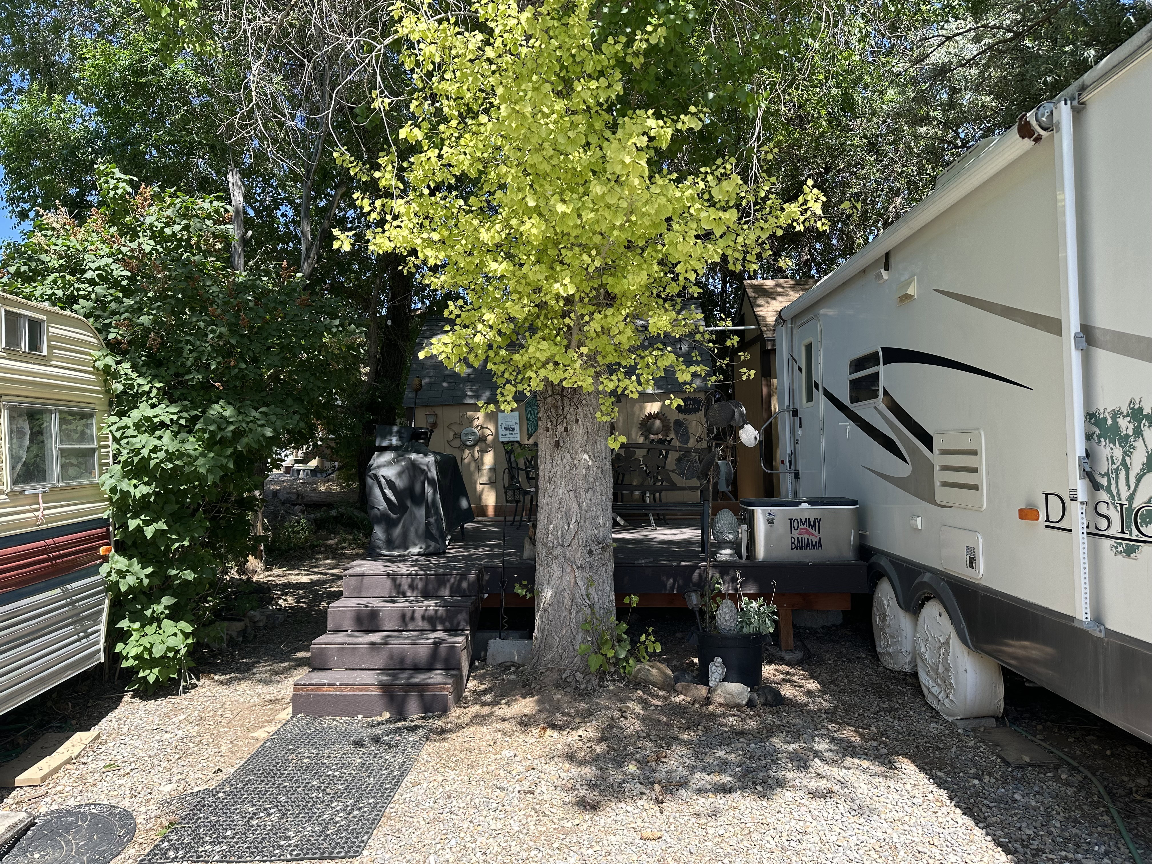 View of yard with a deck
