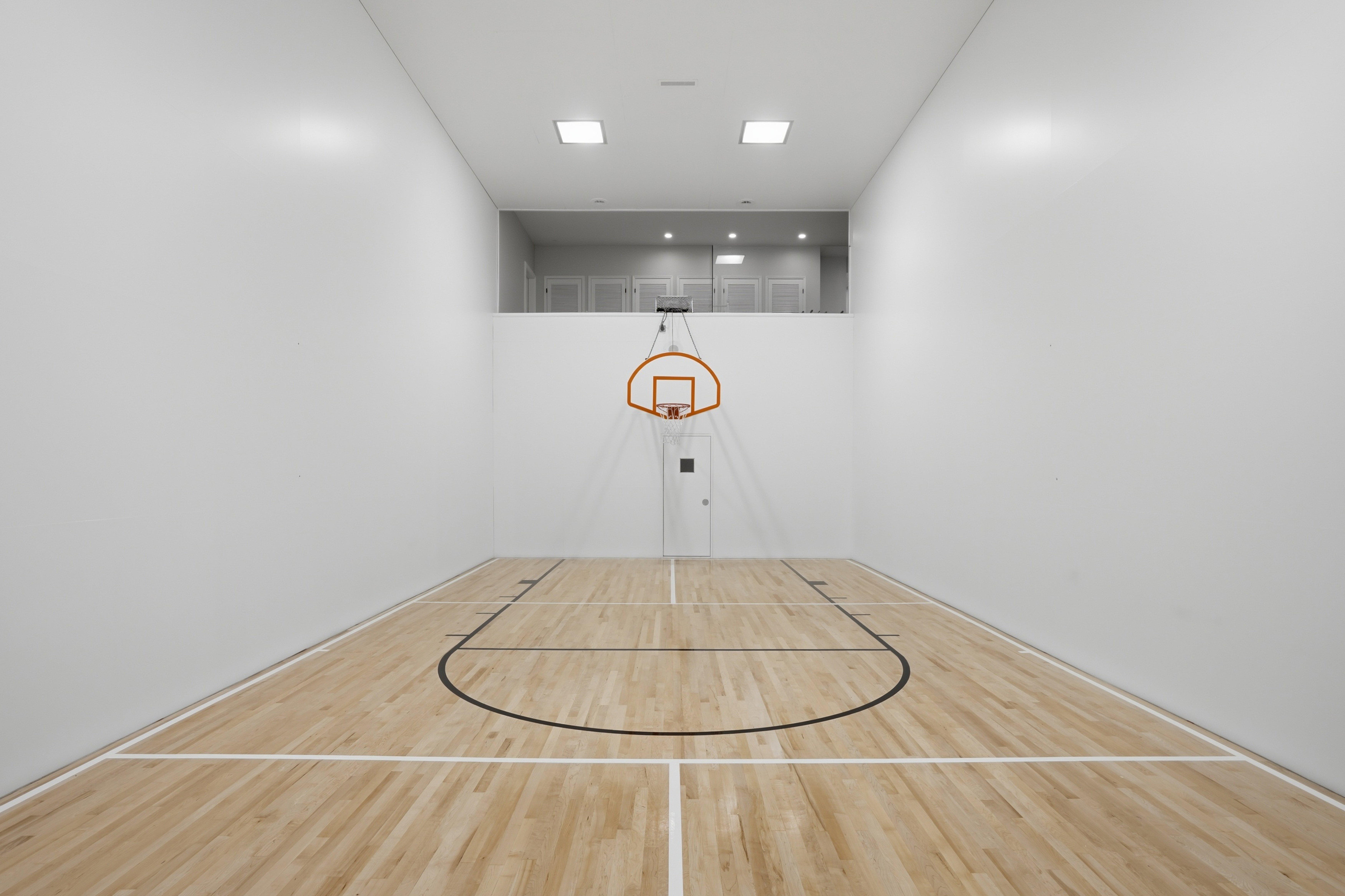 Sport court with freshly painted pickle ball & basketball lines