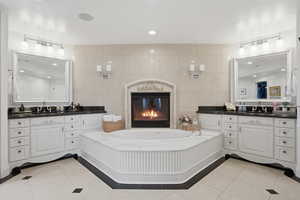 Primary bathroom with new Calcutta marble & fluted details