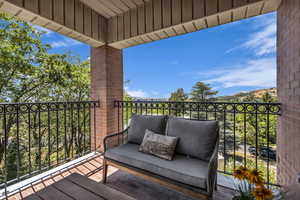 Private balcony in primary bedroom