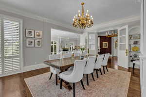 Formal dining room with custom cabinetry and crown molding