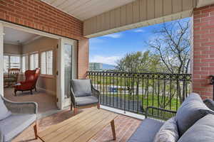Private balcony in primary bedroom