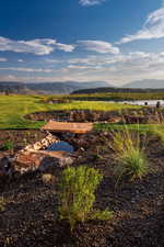 View of yard with a mountain view