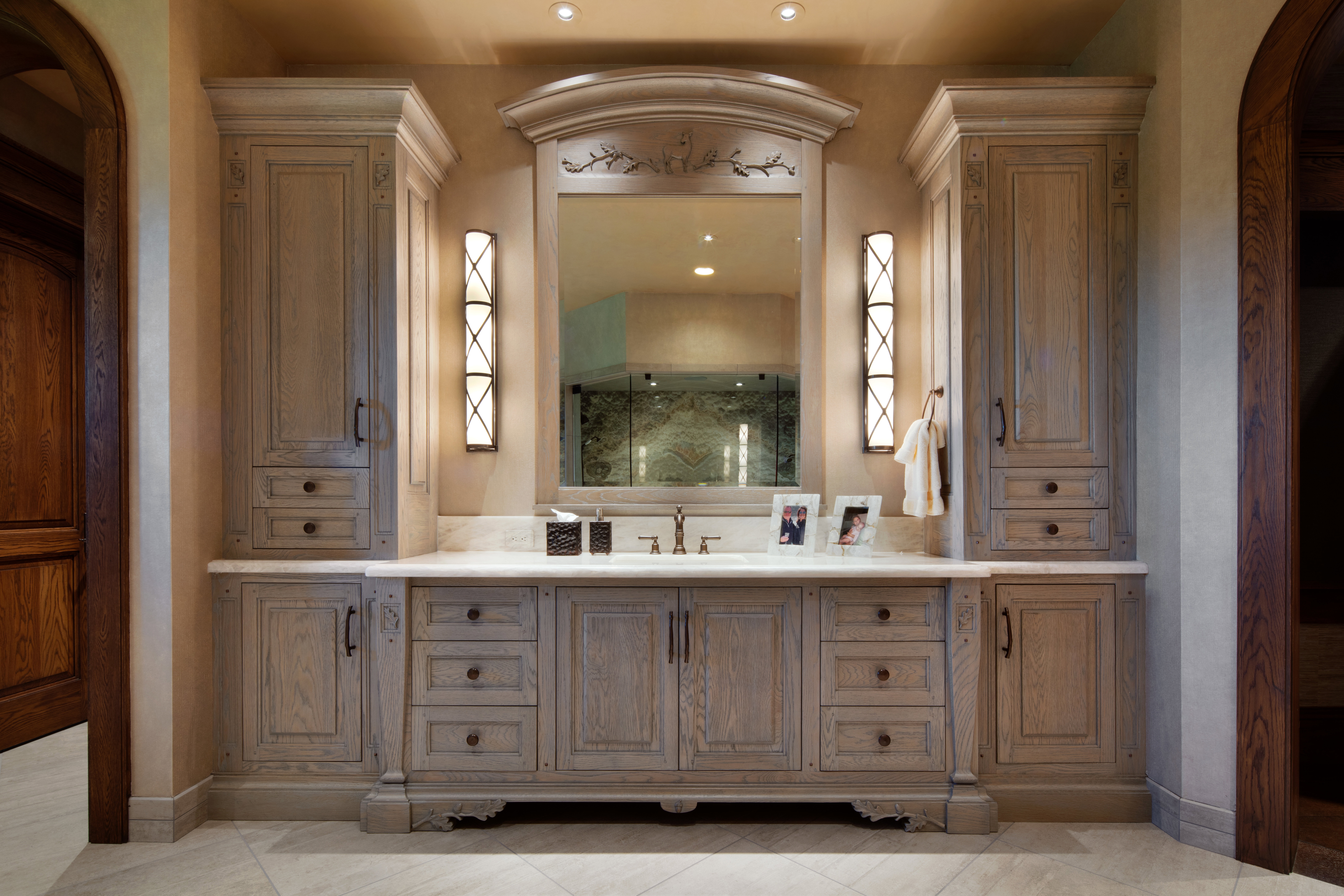 Bathroom featuring vanity and recessed lighting