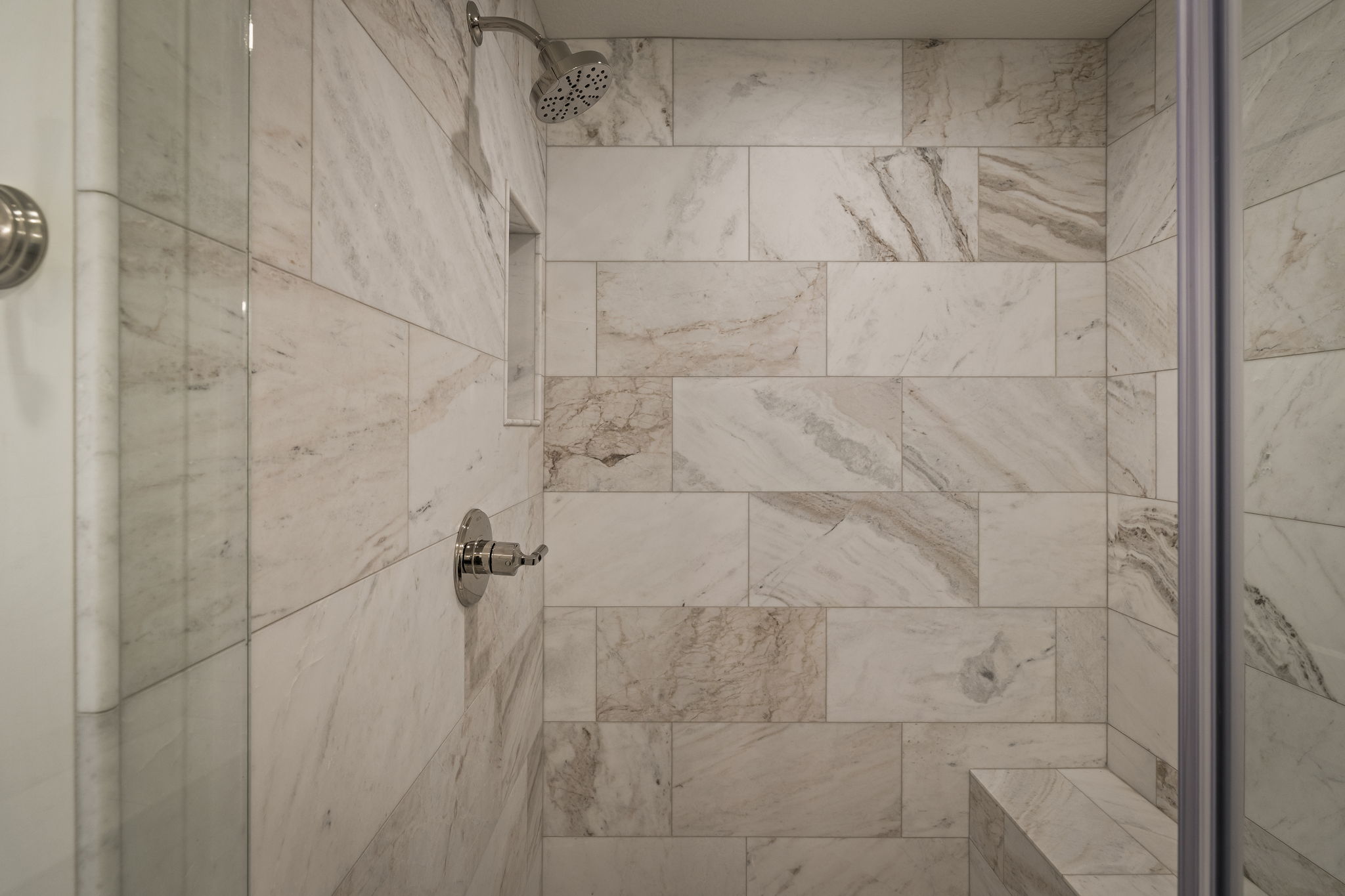 Bathroom view of a shower stall