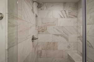 Bathroom view of a shower stall