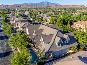 Aerial view of a mountainous background