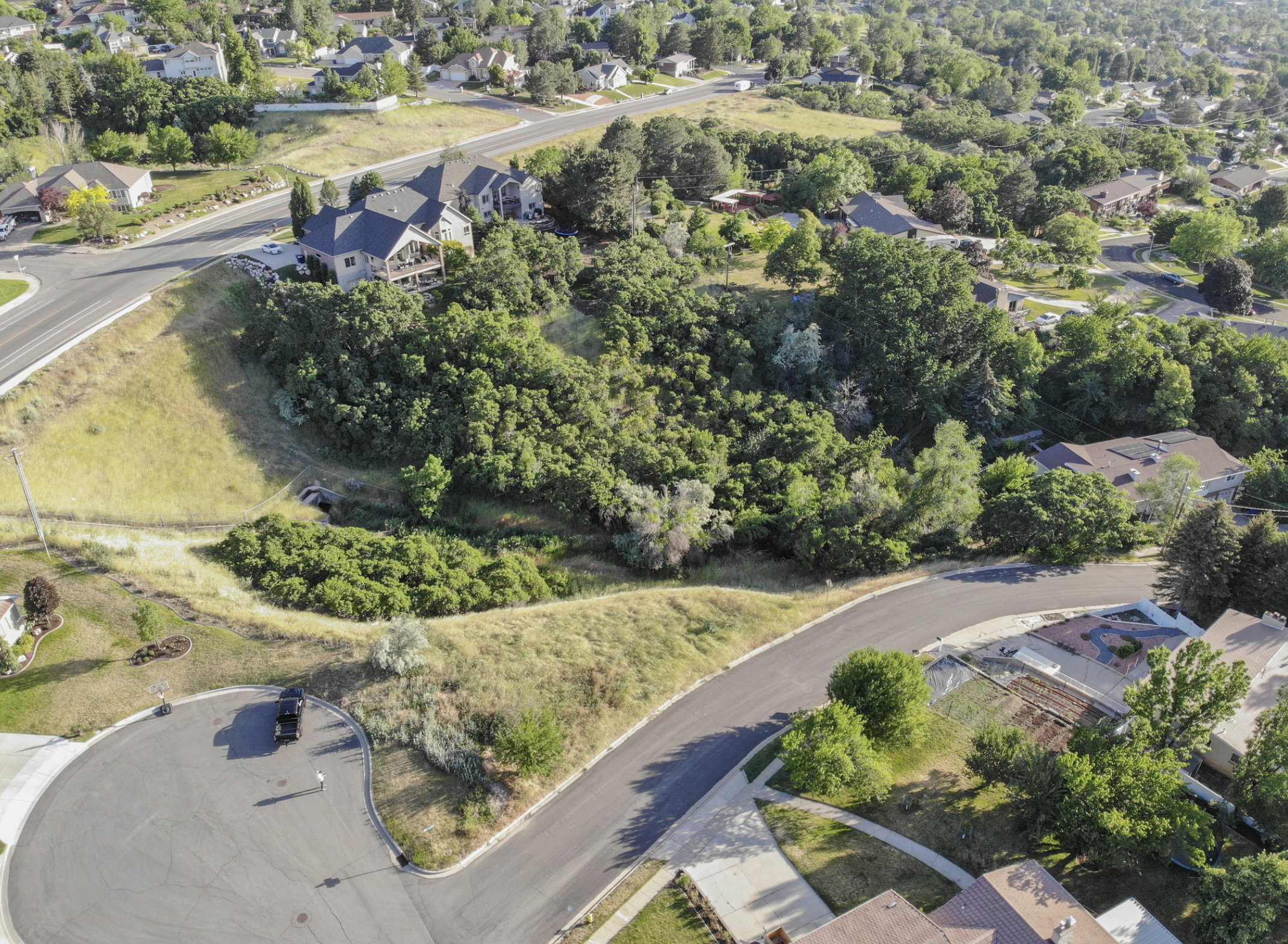 Aerial view of residential area