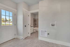 Laundry area with washer hookup and electric dryer hookup