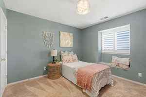 Bedroom with carpet flooring