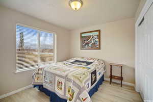 Bedroom featuring a closet and light wood-type flooring