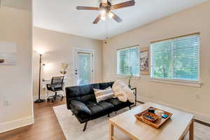 Living area features private area for studying